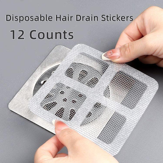 12 Counts Floor Drain Filter Screen, Portable Drain Strainer Cover for Hair Stopper,Sewer Hair Blocking Sticker,Disposable Hair Drain Sticker for Bathroom, Laundry, Bathtub, Kitchen,Sink,Home Bathroom Accessories, Home Essentials